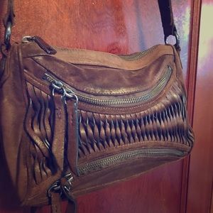 Vintage treesje brown leather crossbody bag